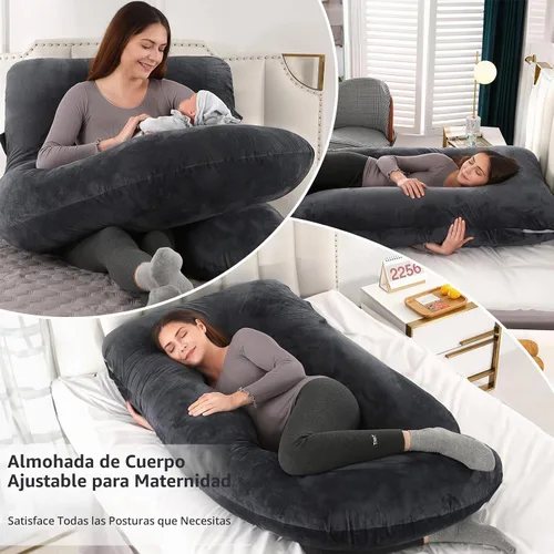 Vista 2 de BATTOP Almohadas de embarazo para dormir, almohada de maternidad de cuerpo completo para dormir de lado, soporte para espalda, piernas, vientre Negro