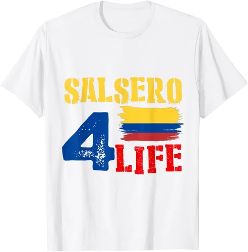 Vista 14 de Salsa Colombiana Gift - Camiseta de música con bandera colombiana Negro