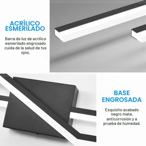 Vista 3 de SOLFART Luces de baño con acabado mate en negro, regulables, LED, para tocador, sobre espejo, 24 pulgadas, modernas, luces de pared