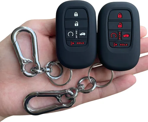 Vista 9 de TANDRIVE Funda para llavero (5 botones) Honda 2026 2025-2022 Civic Accord CR-V HR-V Pilot y 2026 Passport, silicona, paquete de 2, botón rojo, negro