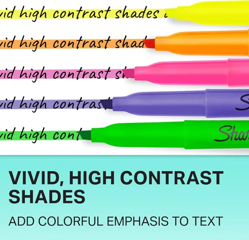 Vista 4 de Sharpie Resaltadores estilo bolsillo, punta de cincel, fluorescente surtido, (paquete de 36, 432 unidades en total)