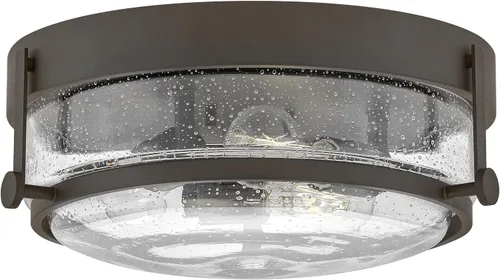 Vista 10 de Hinkley Harper 3640CM-CS - Lámpara de techo pequeña empotrada, diseño retro, anillo de metal prominente, pomos decorativos, cromo + vidrio semillero