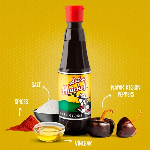 Vista 5 de Huichol Salsa Negra - Paquete de 3 unidades, importado de México