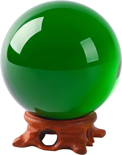 Vista 7 de Bola de Cristal Ámbar Pequeña 60mm/2.3 pulgadas con Soporte de Madera Rosa y Caja de Regalo para Fotografía de Lensball, Adivinadora, Feng Shui