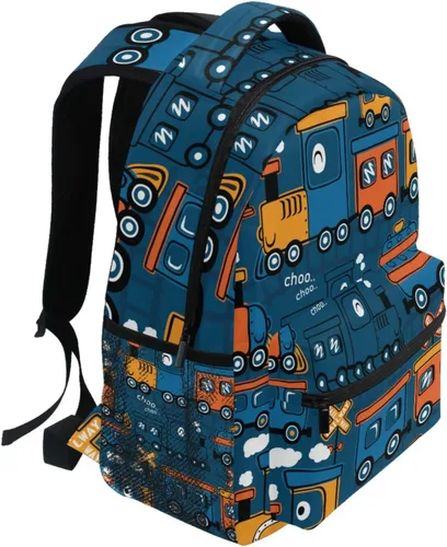Vista 2 de Monster Truck Car - Mochila escolar para niños, niñas, mochila escolar para escuela primaria, mochila de viaje, Steam Train, Mochilas Daypack
