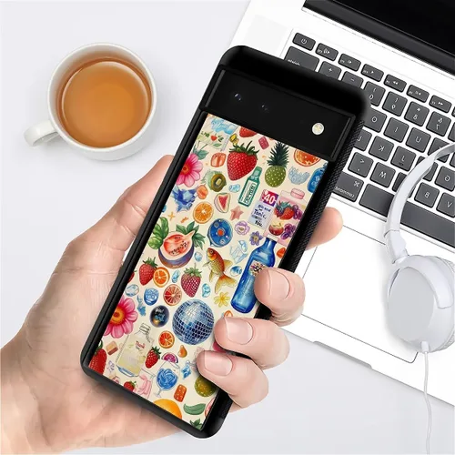 Vista 878 de Compatible con Google Pixel 4A 5G Mobile Case Creative Acrylic Panel trasero Silicona Protección Grip especialmente diseñado para Google Pixel 4A 5G