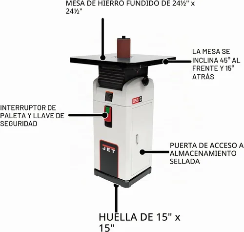 Vista 5 de JET Lijadora de husillo oscilante, 1720 RPM, 1 HP, 115V 1Ph (Modelo JOSS-S)