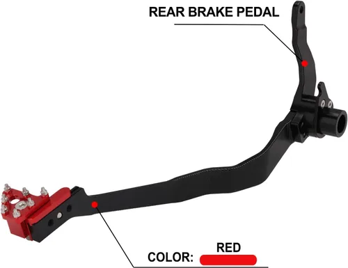 Vista 4 de JFG RACING Palanca de pedal de freno trasero plegable para motocicleta CNC para CRF110 F 2013-2022 OEM rojo 46500-KYK-305