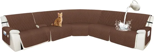 Vista 28 de Arfntevss Fundas de sofá modular reclinable, 100% impermeable, en forma de L, para sillón reclinable en forma de L, funda seccional lavable