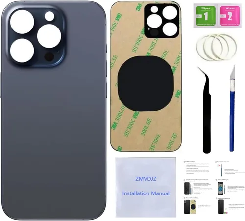 Vista 10 de 14 Pro - Carcasa trasera de repuesto para iPhone 14 Pro (morado oscuro, 6.1 pulgadas) con cinta preinstalada, instrucciones de instalación