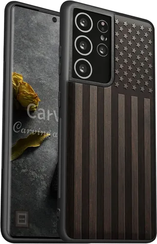 Vista 10 de Carveit Funda de madera real y TPU para Galaxy S21, funda protectora a prueba de golpes, funda de madera única y elegante, compatible con Samsung