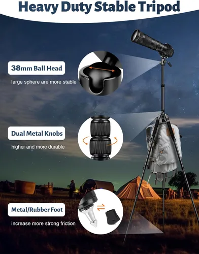Vista 4 de Trípode de cámara JOILCAN, Trípodes y monópodos de aluminio de 83" con asa de metal, Trípode resistente para cámara DSLR, láseres, binoculares