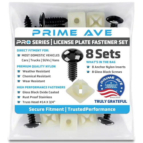 Vista 16 de Tornillos de acero inoxidable con óxido negro de PRIME AVE con insertos de nylon para asegurar placas delanteras y traseras, marcos y cubiertas
