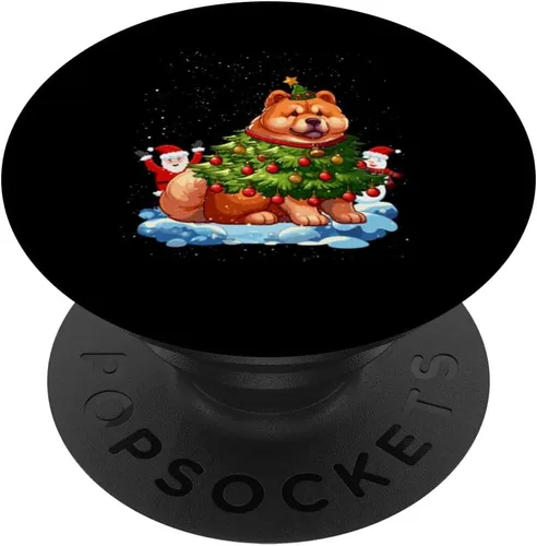 Vista 6 de Chow Chow Merry Christmas Tree Lights Dog X-Mas Dogs PopSockets MagSafe PopGrip for iPhone