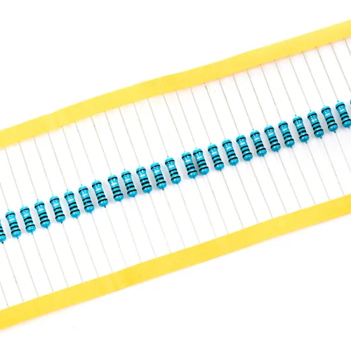 Vista 4 de Chanzon 100pcs 1/2W (0.5W) 1 Ω ohmios Resistencia fija de película metálica 0.01 ±1% Tolerancia 1R MF Orificio pasante Resistencias limitadoras