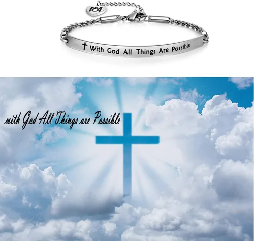 Vista 6 de MYOSPARK Joyería religiosa Mateo 19:26 "Con Dios todas las cosas son posibles Bracelet