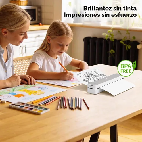 Vista 4 de HPRT Impresora portátil inalámbrica para viajes, impresora térmica sin MT610-gris+10hojas