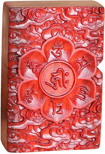 Vista 2 de Carcasa exterior de palisandro Huanghuali natural tallado para módulo Zippo (1000 brazos Avalokiteshvara de la diosa 3#)