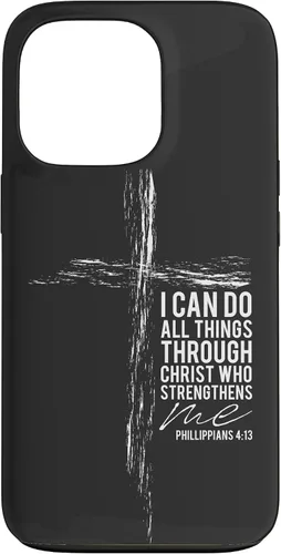 Vista 11 de iPhone 12 mini versículo religioso cruz teléfono casos hombres papá Filipenses 4:13 caso