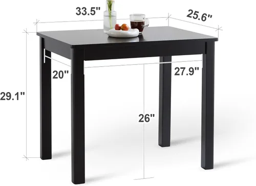 Vista 2 de Livinia Cabin 33.5" Mesa de comedor de madera/Mesa de cocina rectangular pequeña moderna de madera maciza de estilo granja (negra)