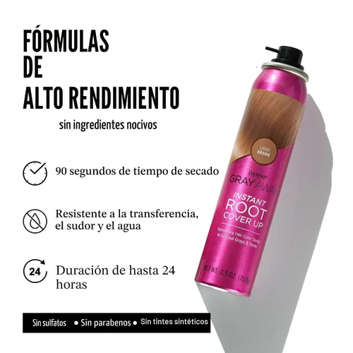 Vista 4 de EVERPRO Gray Away - Spray instantáneo para cubrir raíces, 2.5 onzas, marrón claro