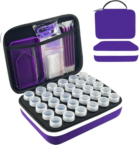 Vista 21 de Contenedores de almacenamiento de pintura de diamantes, 30 ranuras para accesorios de pintura de diamantes y herramientas para estuche organizador