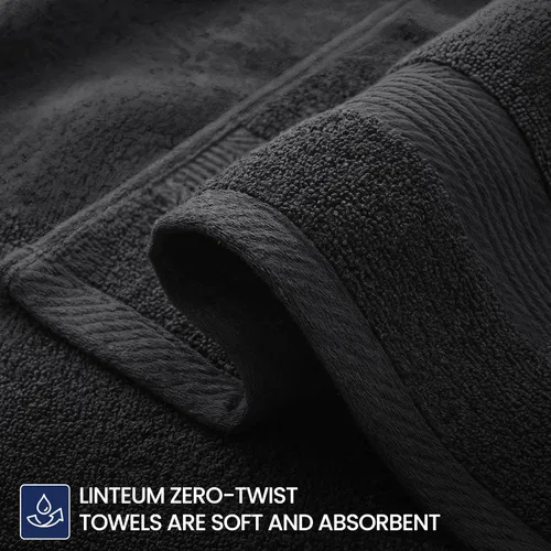 Vista 3 de Linteum Textile Supply Toalla de mano negra prémium de 16 x 27 pulgadas, 100% algodón, sin torsión, absorbente, de secado rápido, duradera