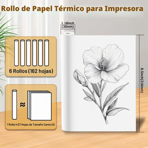 Vista 2 de 6 rollos de papel de impresora térmica de 8.5 x 11 pulgadas para impresora