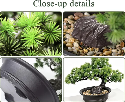 Vista 11 de Árbol bonsái de enebro artificial para decorar interiores para casa u oficina