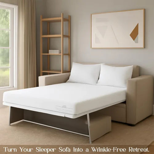 Vista 7 de Sleeper Sofa Juego de sábanas de 4 piezas de alta calidad, 100% algodón de 500 hilos, tejido de satén liso y súper suave, sábanas extrasuaves, sin