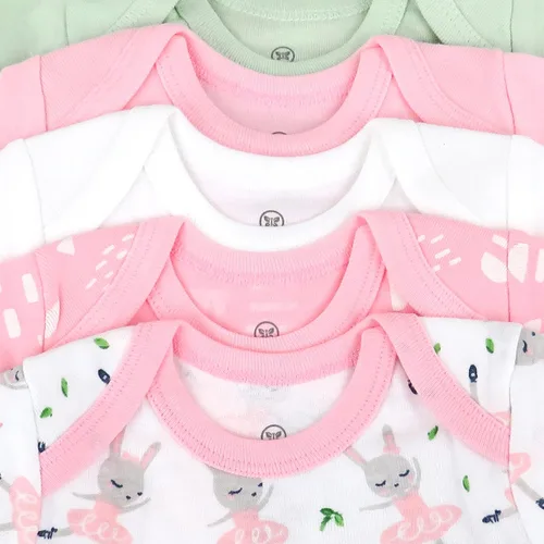 Vista 2 de HonestBaby Multipack de mamelucos de manga larga de algodón orgánico para bebés y niñas