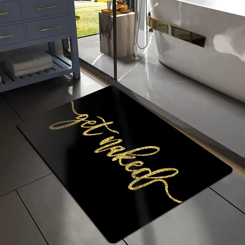 Vista 8 de MUGINYU Get Naked Tapete de Baño, Alfombrillas de Baño Modernas y Divertidas en Blanco y Negro de Secado Rápido Absorbentes Antideslizantes Delgadas
