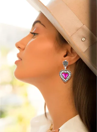 Vista 4 de CIEHER Aretes colgantes de piedra de imitación para mujer, aretes colgantes de champán para mujer, aretes colgantes rectangulares para mujeres