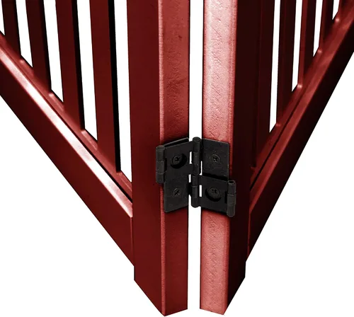 Vista 5 de Puerta para perros de 4 paneles – Caoba – Puerta plegable de madera independiente para mascotas, 80 pulgadas de largo x 23.6 pulgadas de alto
