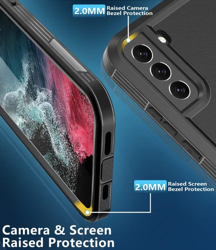 Vista 3 de Funda para Samsung Galaxy S22, protector de pantalla integrado a prueba de golpes a prueba de caídas Samsung S22, protección de grado militar