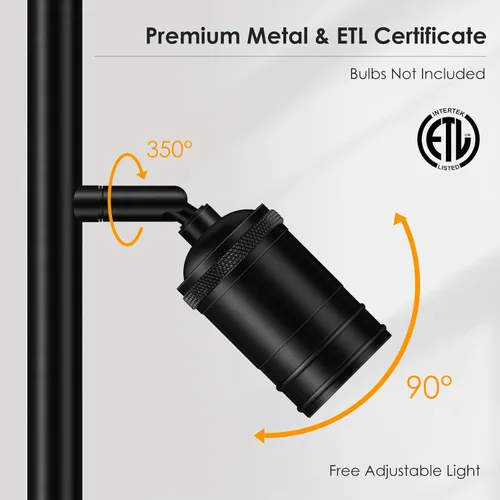 Vista 3 de BoostArea Lámpara de Pie, Lámpara de Pie Industrial, Lámpara de Pie Moderna Tipo Árbol con 3 Luces Ajustables, Casquillo E26, Interruptor de Pie