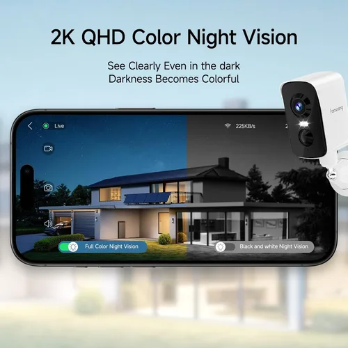 Vista 3 de fanxiang Cámara de seguridad inalámbrica 2K con batería recargable para exteriores, WiFi, rotación panorámica de 300°, detección de movimiento AI