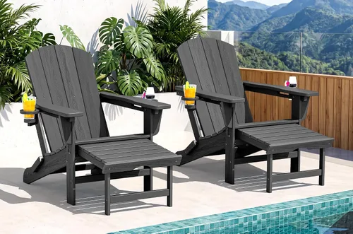Vista 22 de SERWALL Silla Adirondack ajustable plegable HDPE con reposapiés, Aruba