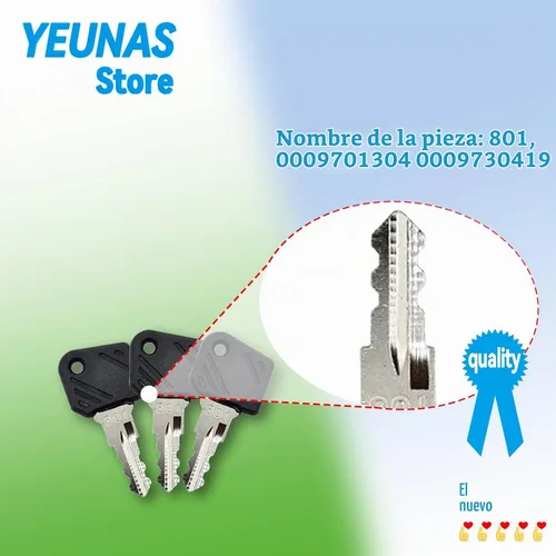 Vista 2 de 801 lgnition Keys Reemplazo para Linde Forklift Heavy Equipment 0009701304 0009730419 (3 unidades)
