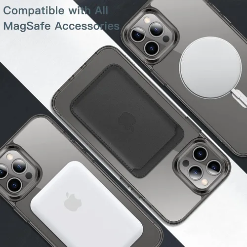 Vista 4 de JETech Funda magnética para iPhone 12 Pro Max de 6.7 pulgadas, compatible con carga inalámbrica MagSafe, a prueba de golpes, parte trasera