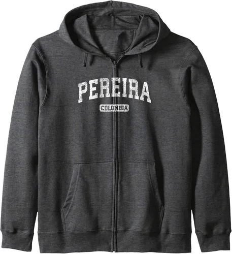 Vista 4 de Pereira Colombia - Sudadera con capucha y diseño deportivo vintage, Negro