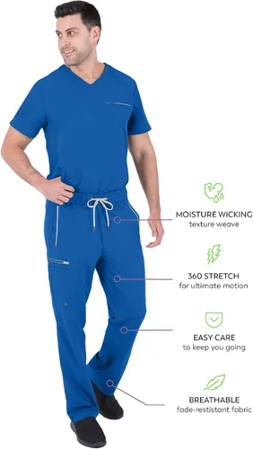 Vista 5 de Healing Hands 6 Pocket Mens Scrubs Pant HH360 9171 Noah Cargo Scrub Pant for Men Full Elastic with Drawstring