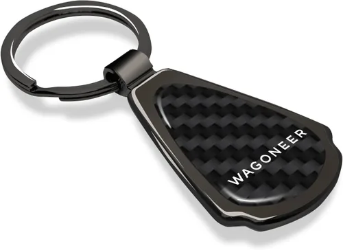 Vista 2 de iPick Image for Jeep Wagoneer Real Black Carbon Fiber Metal Teardrop Key Chain