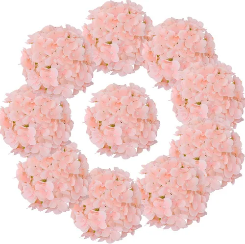 Vista 23 de 10 cabezas de hortensias de seda con tallos de flores artificiales para bodas, fiestas, decoración del hogar (negro)