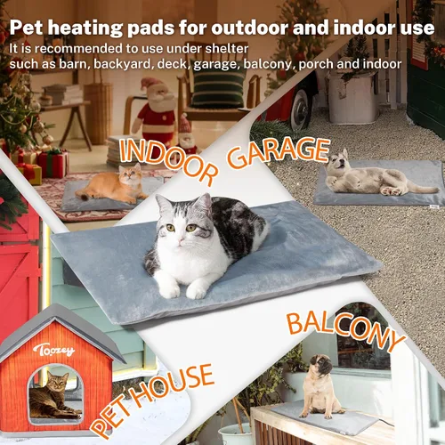 Vista 8 de Toozey Almohadilla térmica para mascotas de 20 x 16 pulgadas, cama térmica extremadamente impermeable para perros y gatos, control termostático