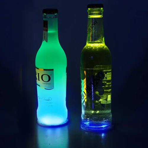 Vista 7 de 12 posavasos LED para bebidas, botella de posavasos de barra LED, etiqueta Posavasos para botellas de licor perfecto para fiestas, bodas, bar Azul