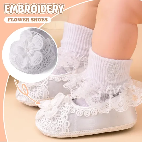 Vista 19 de Booulfi Calcetines para bebé, botines blancos para recién nacidos, zapatos de bautizo, calcetines para bebé, bautizo, trajes de Pascua