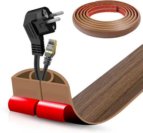 Vista 53 de Cubierta autoadhesiva para cables de suelo, gestión de cables de 3.3 pies, protector de tira de extensión para cables, evita tropiezos de cables