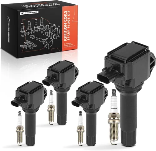 Vista 10 de A-Premium Juego de 4 conjuntos de bobinas de encendido y bujías de iridio compatibles con Subaru Outback 2013-2014, Forester 2014-2016, Impreza Negro
