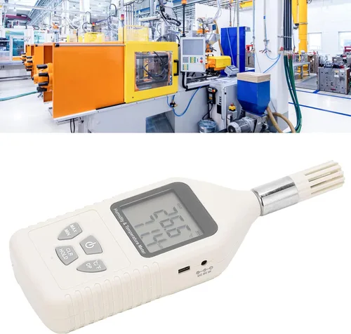 Vista 5 de Hyuduo GM1360A Digital Thermometer Hygrometer Handheld Temperature Humidity Meter with Large LCD Screen Dual Sensors for Factory Lab Warehouse